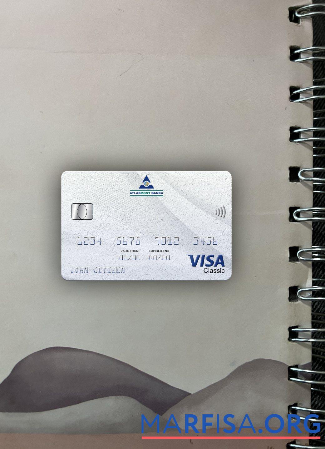 Blank Montenegro Atlasmont Bank visa classic card photolook front real example